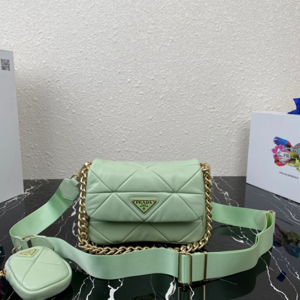 Pra*a system nappa leather patchwork bag