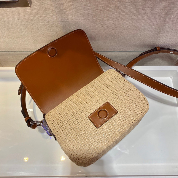 Pra*a raffia and leather shoulder bag