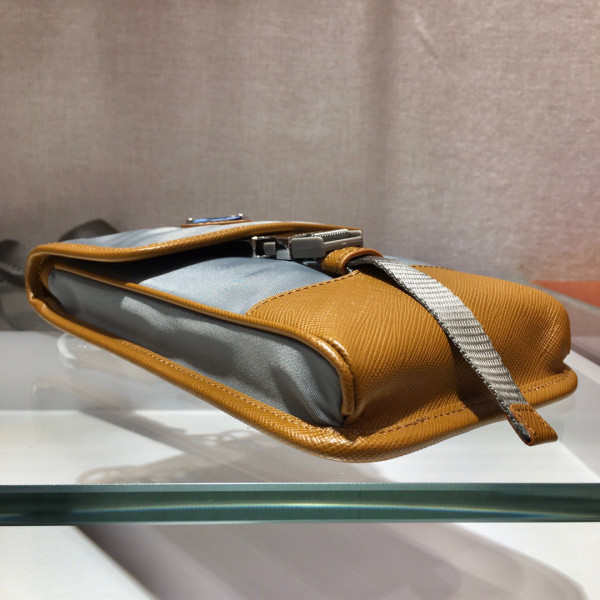 Pra*a nylon and saffiano leather smartphone case
