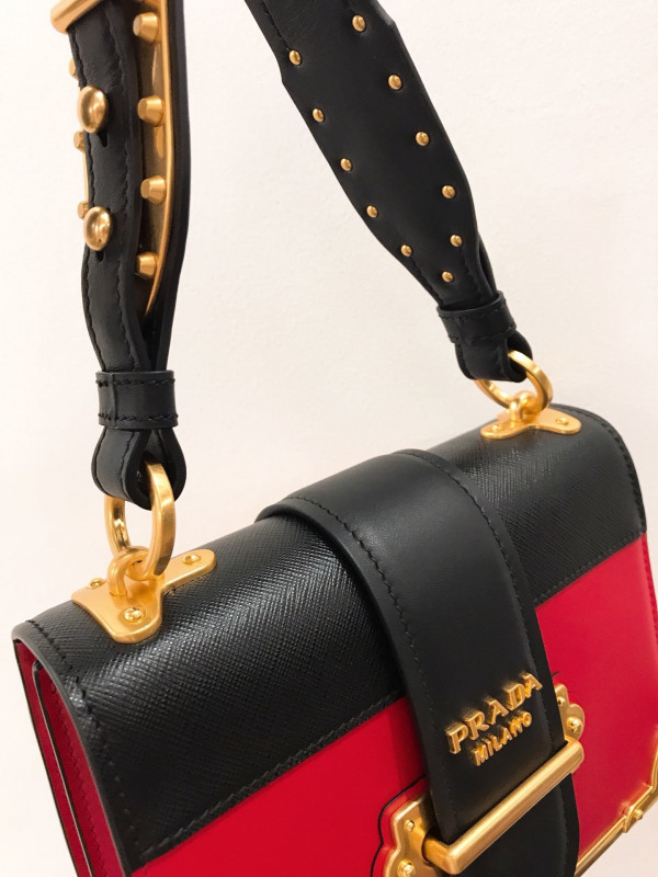 Pra*a cahier leather shoulder bag