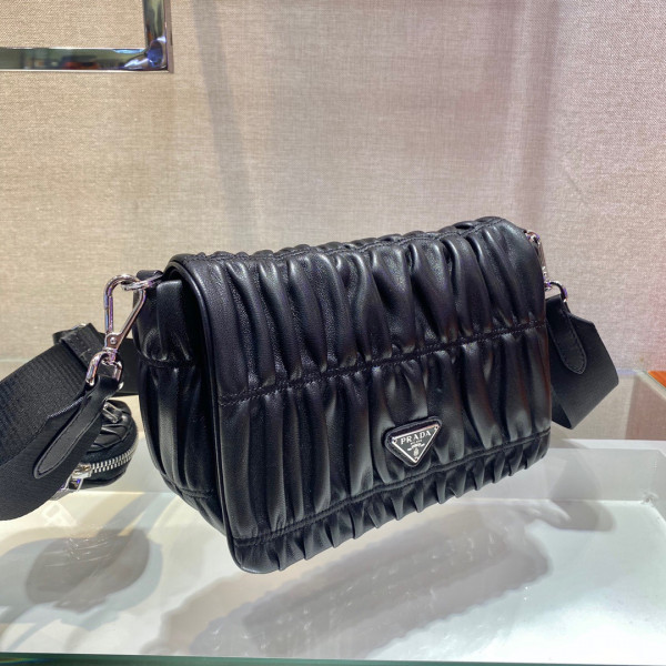 Pra*a gaufré nappa leather shoulder bag
