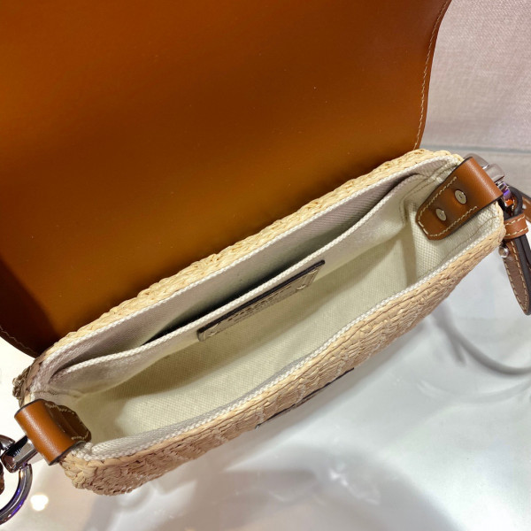 Pra*a raffia and leather shoulder bag