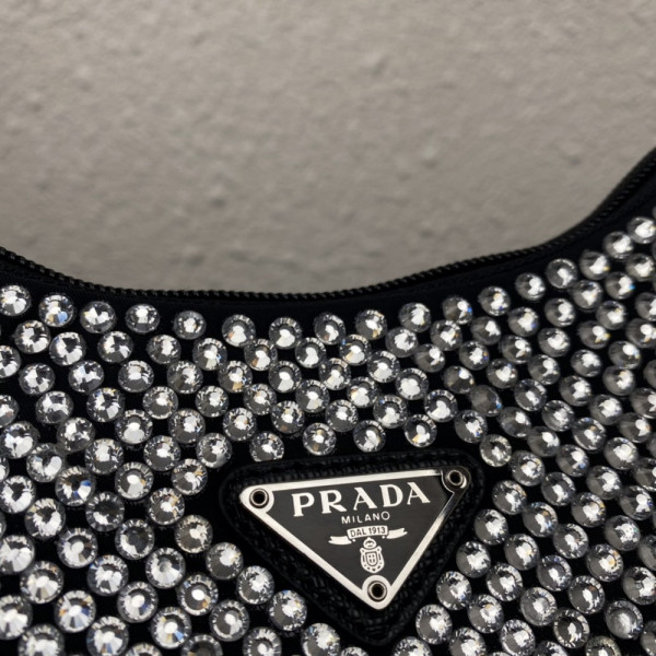 Pra*a satin mini-bag with artificial crystals