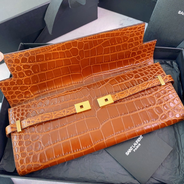 Y*L manhattan clutch in crocodile-embossed leather