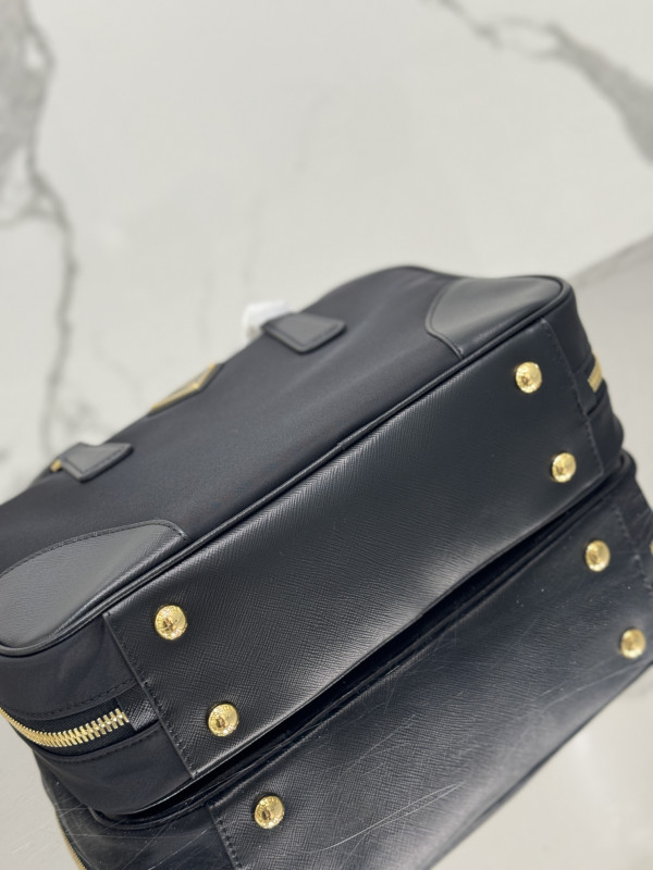 Pra*a re-edition 1978 large re-nylon and saffiano leather two-handle bag