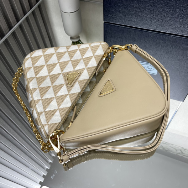 Pra*a triangular sequined pouch-26*16*13cm