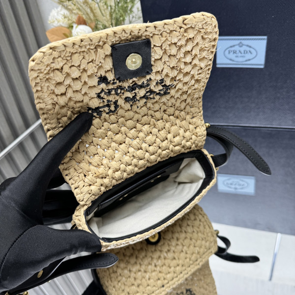 Pra*a crochet and leather shoulder bag