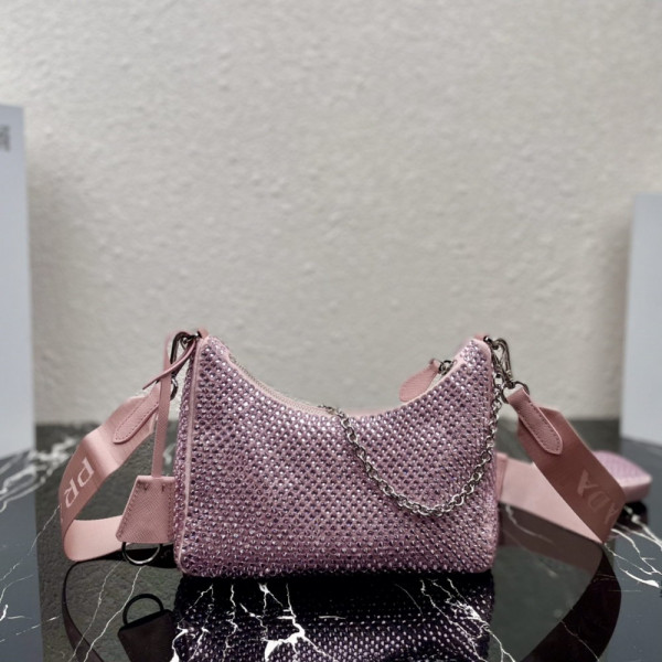 Pra*a re-edition 2005 satin bag with crystals