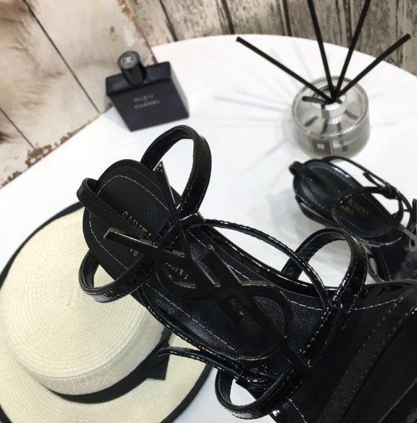Y*L cassandra platform sandals in patent leather