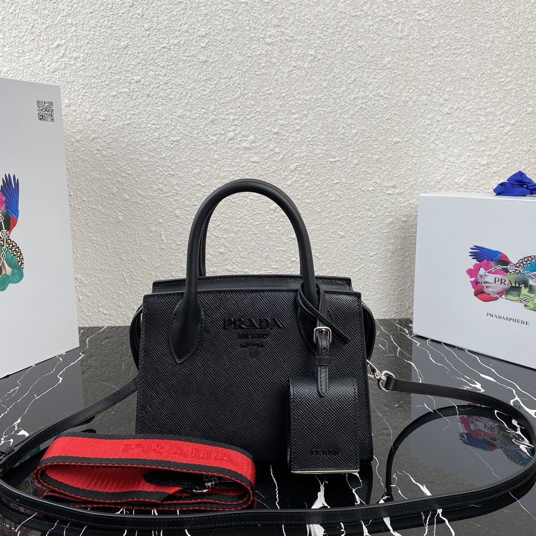 pra*a saffiano leather pra*a monoCh*0me bag