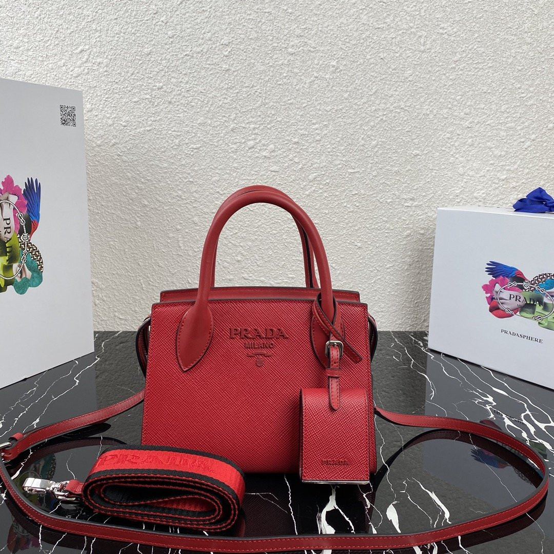 pra*a saffiano leather pra*a monoCh*0me bag