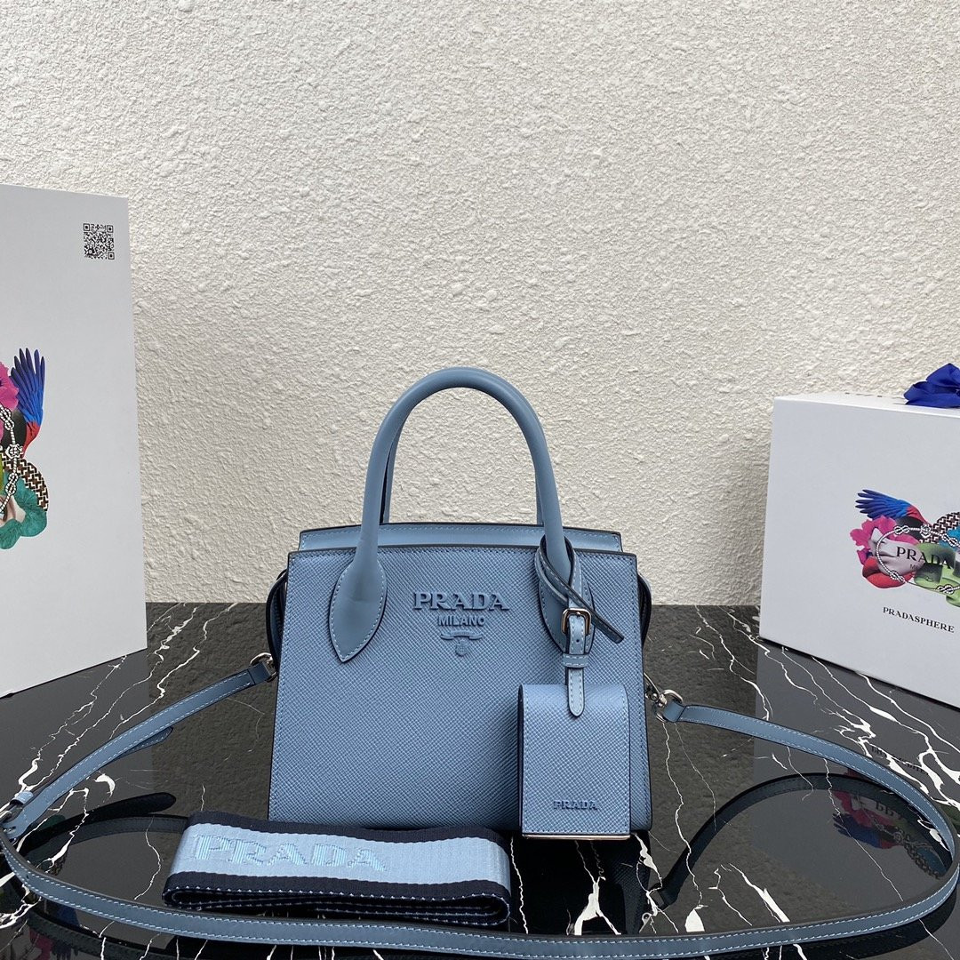 pra*a saffiano leather pra*a monoCh*0me bag