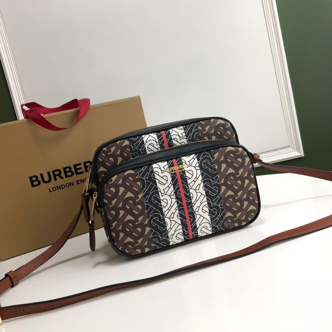 B**rry medium monogram stripe e-canvas camera bag