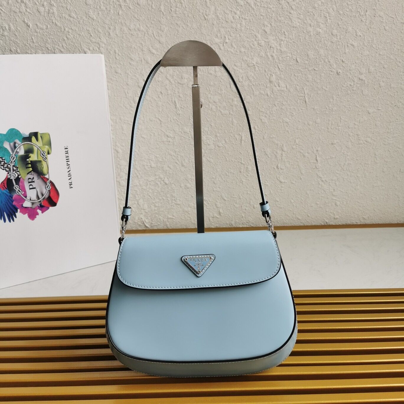 Pra*a cleo brushed leather shoulder bag with flap