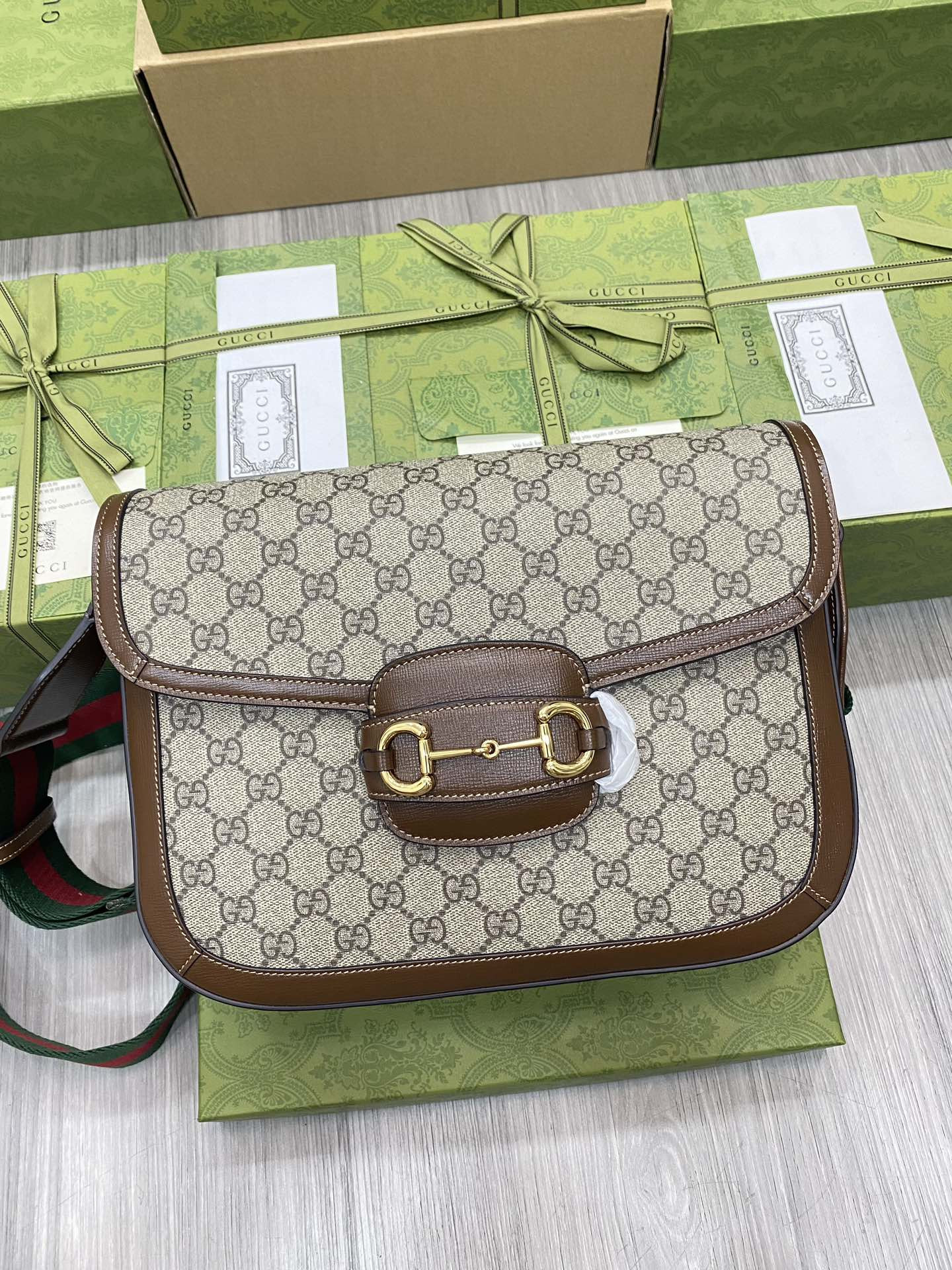 G*u*i horsebit 1955 patchwork shoulder bag