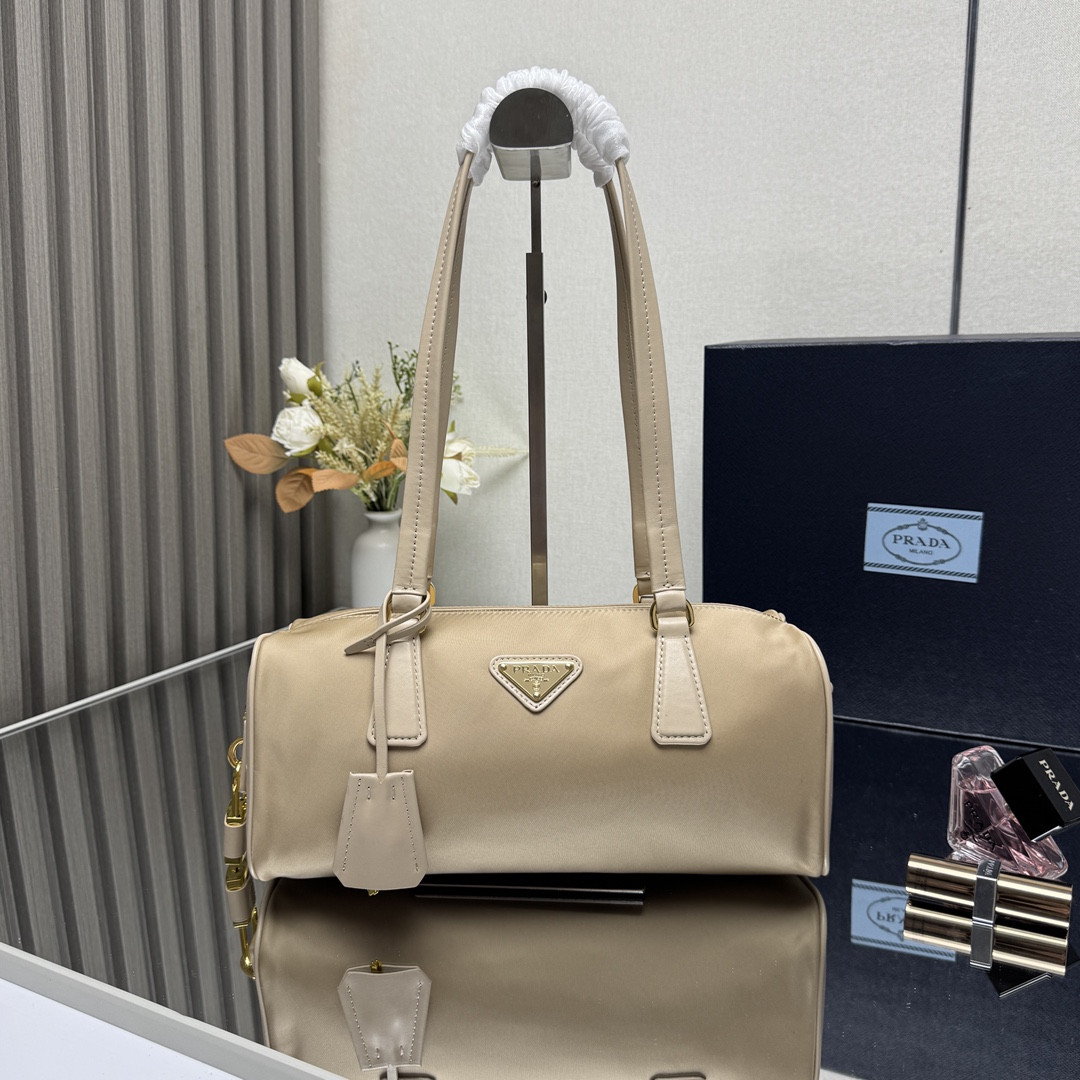 Pra*a re-nylon medium top-handle bag with padlock