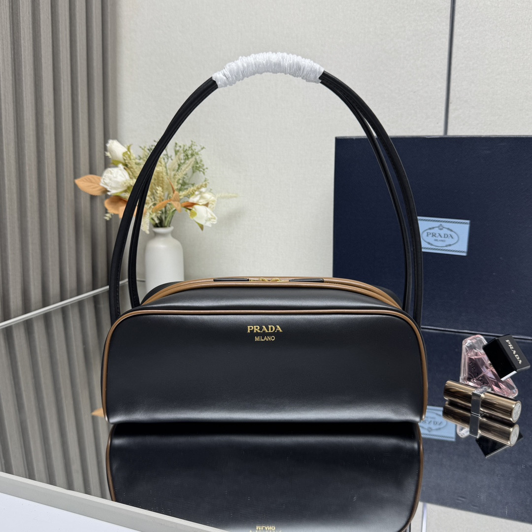 Pra*a swing smooth leather shoulder bag-28*11.5*10cm